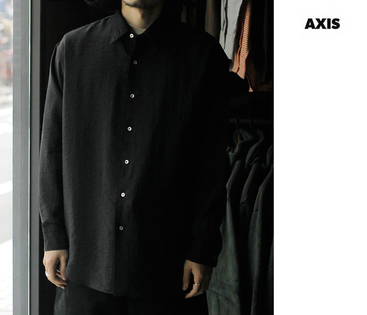 アクシス AXIS 塩縮加工 シルクナイロン レギュラーカラー シャツ Salt