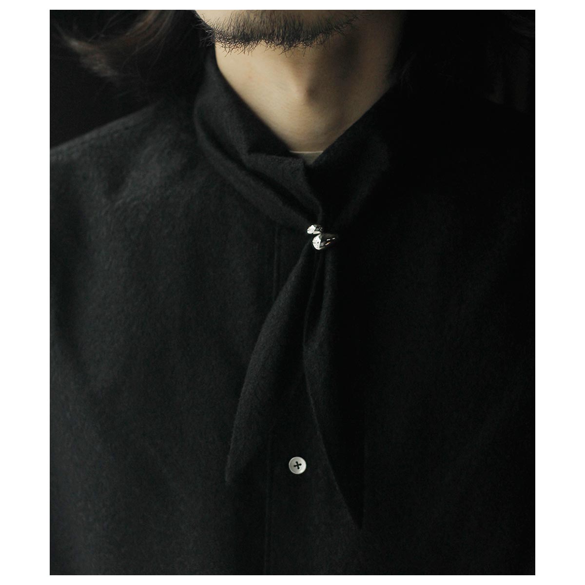 アクシス AXIS コットン シルク ジャガード スカーフカラー シャツ