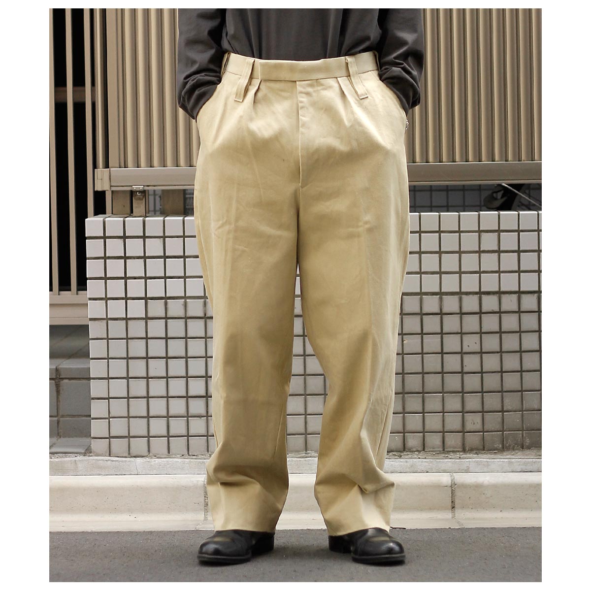 【極美品】BEAMS+ タック ワイド テーパード ウール トラウザーズ パンツ BEAMS BEAMS Linen Wide Tapered Slacks (Pants, Casual Pants