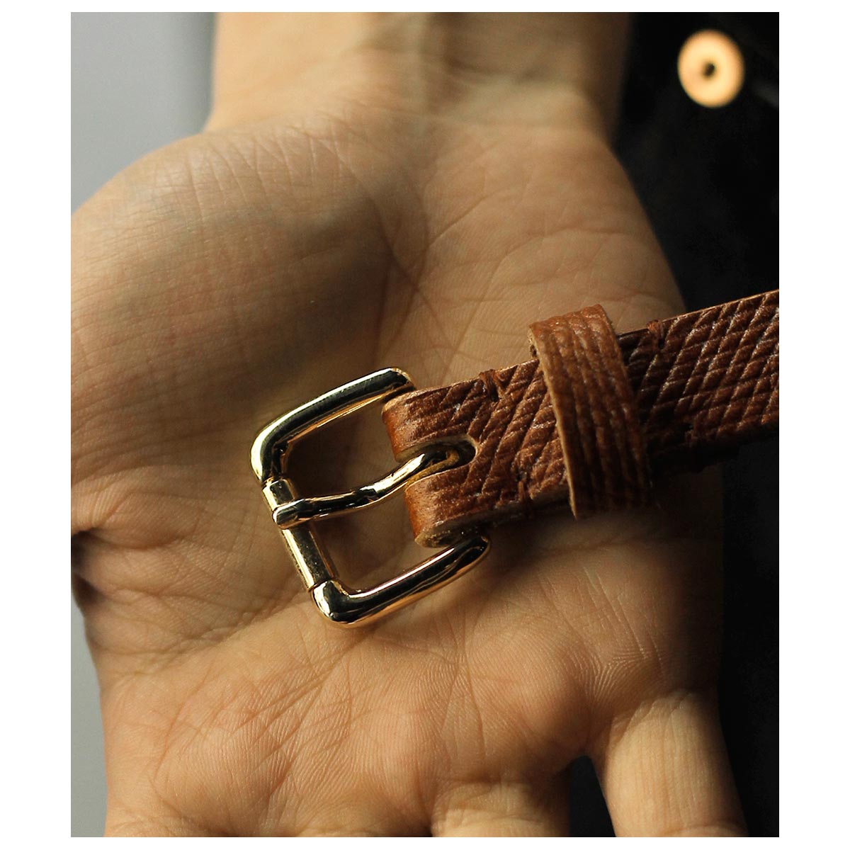 インテリム INTERIM 20mm クロス グレイン オークバーク レザー ベルト