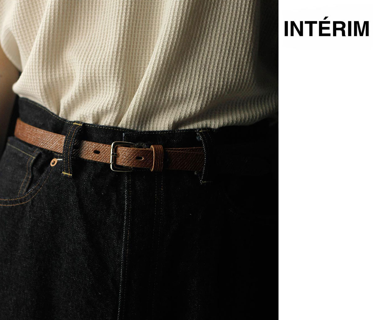 インテリム INTERIM 20mm クロス グレイン オークバーク レザー ベルト
