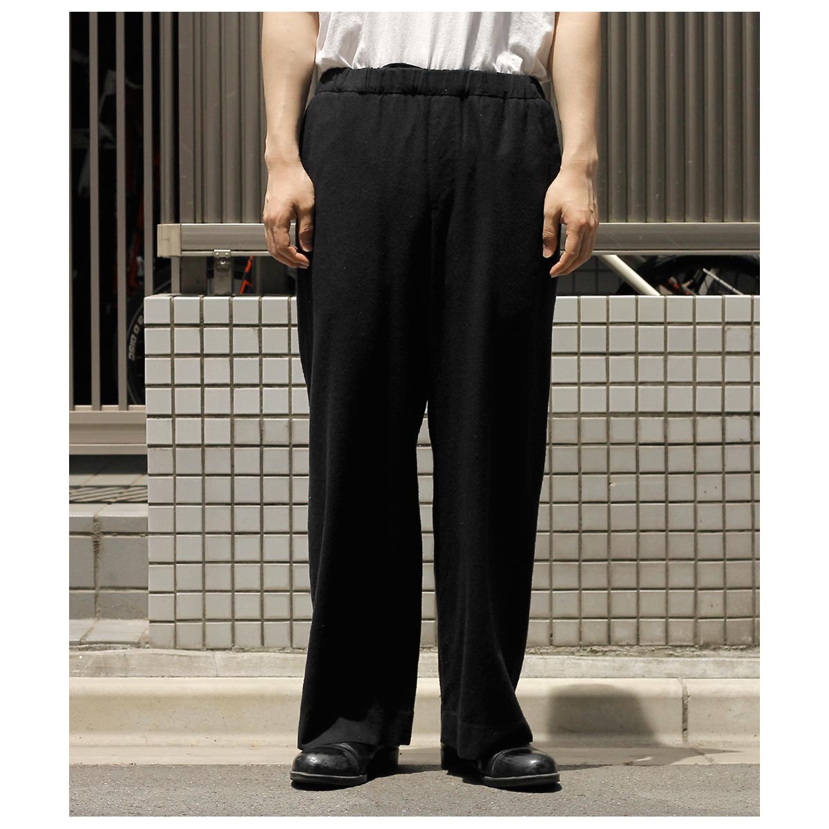 インテリム INTERIM シルク ノイル ワイド ドレス イージー パンツ