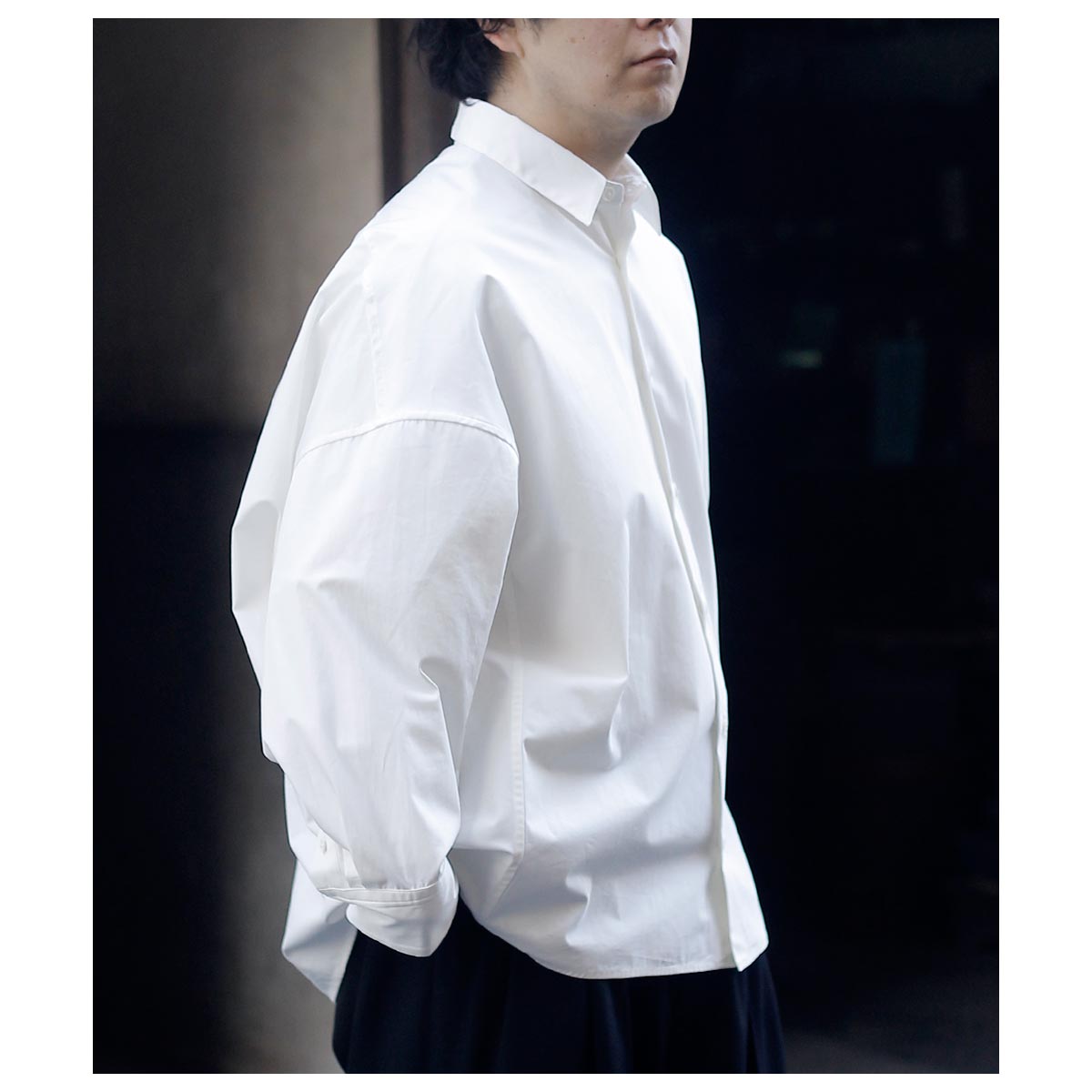 ノノット NONNOTTE クリア ヘビーブロード クロス ドレーピングシャツ