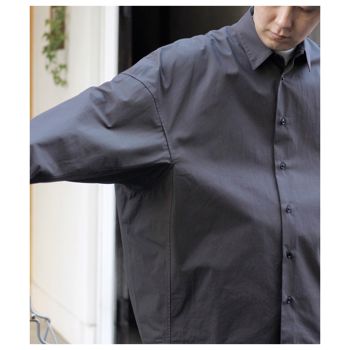 ノノット NONNOTTE クリア ヘビーブロード クロス ドレーピングシャツ