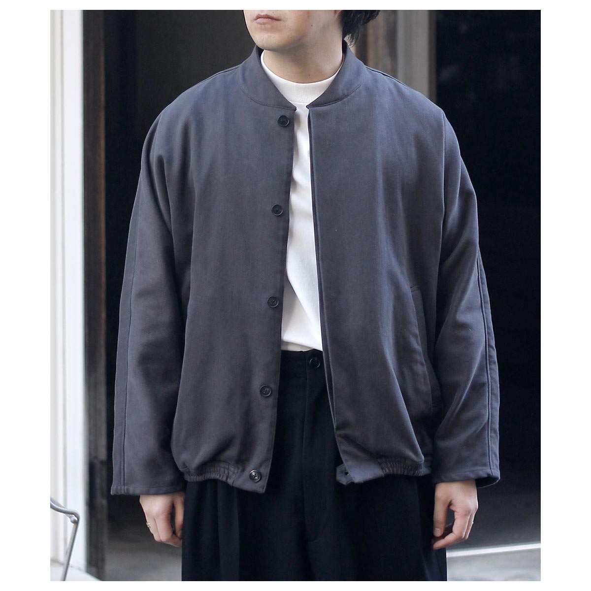 (未使用)nonnotte Draping gather blouson nonnotte Draping Shirt Jacket Charcoal Top | CASANOVA&CO