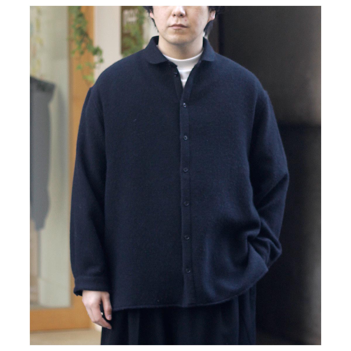 美品◆45R◆ダッフル ニットコート ネイビー アルパカ×ウール RUIRUE BOUTIQUE レディース ダッフルコート ウールコート