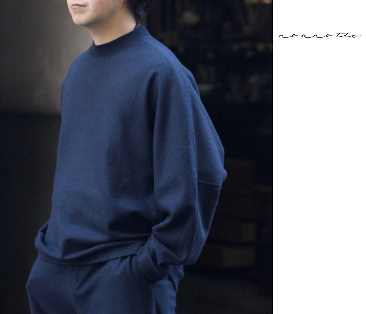 ノノット NONNOTTE ライトメルトン ドレーピング クルーネック ノノット NONNOTTE スーパー120's ライトメルトン インレイ