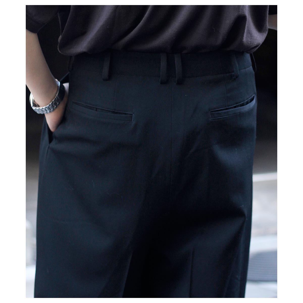 ノノット NONNOTTE ウール ギャバジン ドレーピング 5タック ワイド