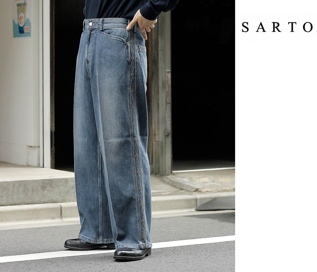 サルト SARTO デニム エンブロイダリー ワイド パンツ タイプ013