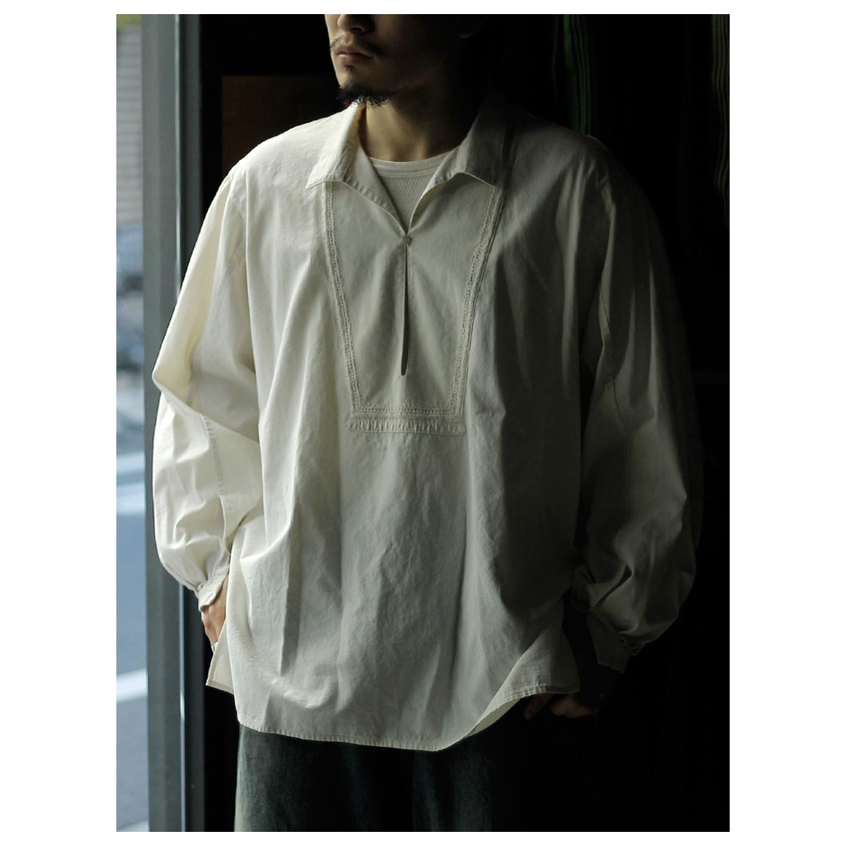 サルト SARTOコットン シャンブレー スキッパー シャツ COTTON