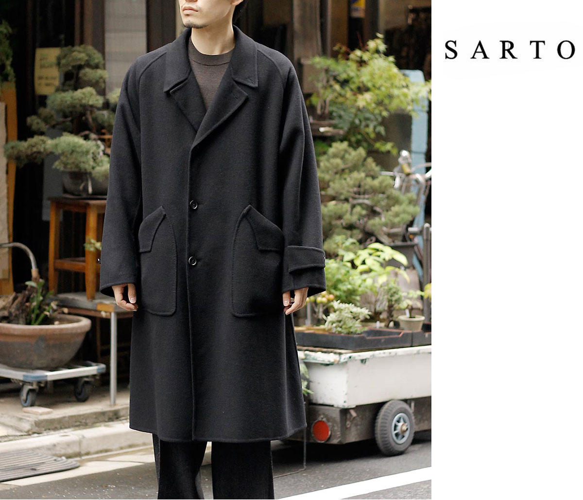 サルト SARTO ウール シルク カシミヤ ビーバー シングル コート WOOL