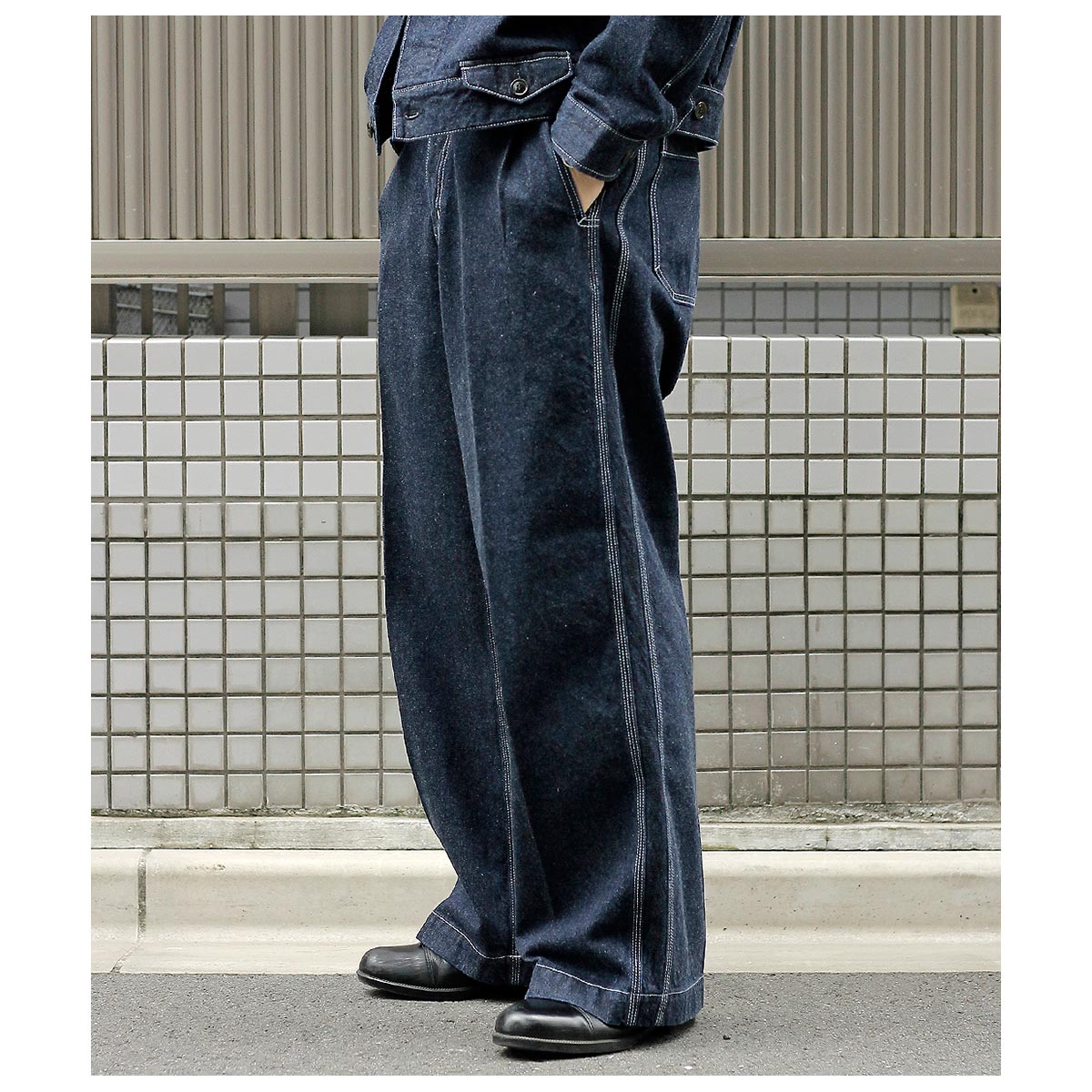 サルト SARTO 13.5oz ヘビーデニム エンブロイダリー タック ワイド
