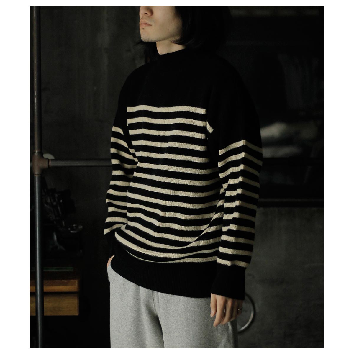 【slopeslow】シェットランドウール GOB sweater SLOPESLOW / HARD TWISTED SHETLAND WOOL 